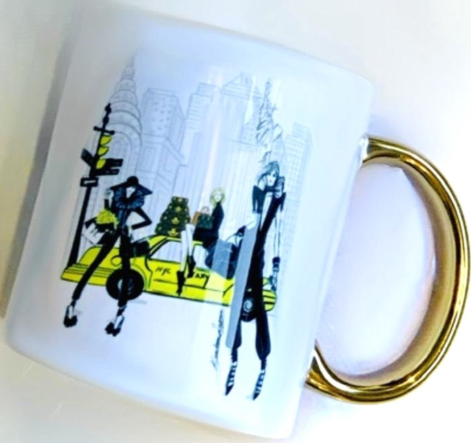 Fashion Mug, Gold Handle - New York-