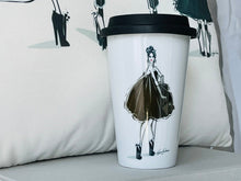 Load image into Gallery viewer, CERAMIC TRAVEL MUG with Silicon lid , personalized mug Mug eco-friendly microwaves dishwasher free,Fashion mug fashion mug
