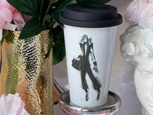 Load image into Gallery viewer, CERAMIC TRAVEL MUG with silicon lid , personalized mug eco-friendly microwaves dishwasher free,travel mug,travel mug fashion travel mug
