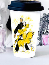 Load image into Gallery viewer, Ballroom ceramic mug personalized travel mug silicon lid Latin dancer mug dance mug

